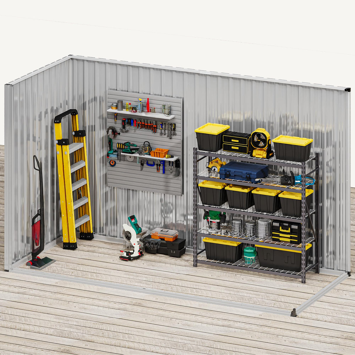 DWVO 9.1x4.2ft Large Outdoor Storage Shed, Metal Tool Sheds, Heavy Duty Tool Storage with Lockable Doors & Air Vent for Backyard Patio Lawn to Store Bikes, Tools, Lawnmowers,Brown DWVO