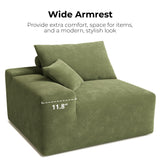 LIKIMIO 120" Modern L-Shaped Modular Sectional Sofa for Living Room, Corduroy Upholstery Green, Oversized 3-Seater Couch with Deep Seat and Movable Ottoman – No Assembly LIKIMIO