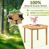 Tangkula 5 Pieces Patio Dining Set, 4 Patio Wicker Armchairs and Round Acacia Wood Dining Table, Outdoor Table and Chairs Set for Backyard, Poolside, Garden Tangkula