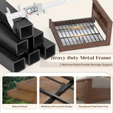 EnHomee King Size Bed Frame and Headboard & Storage, 4 Drawers & LED & USB King Bed Frame with Storage Farmhouse, Built in Charging Station,NO Noise,No Box Spring Needed,Brown EnHomee