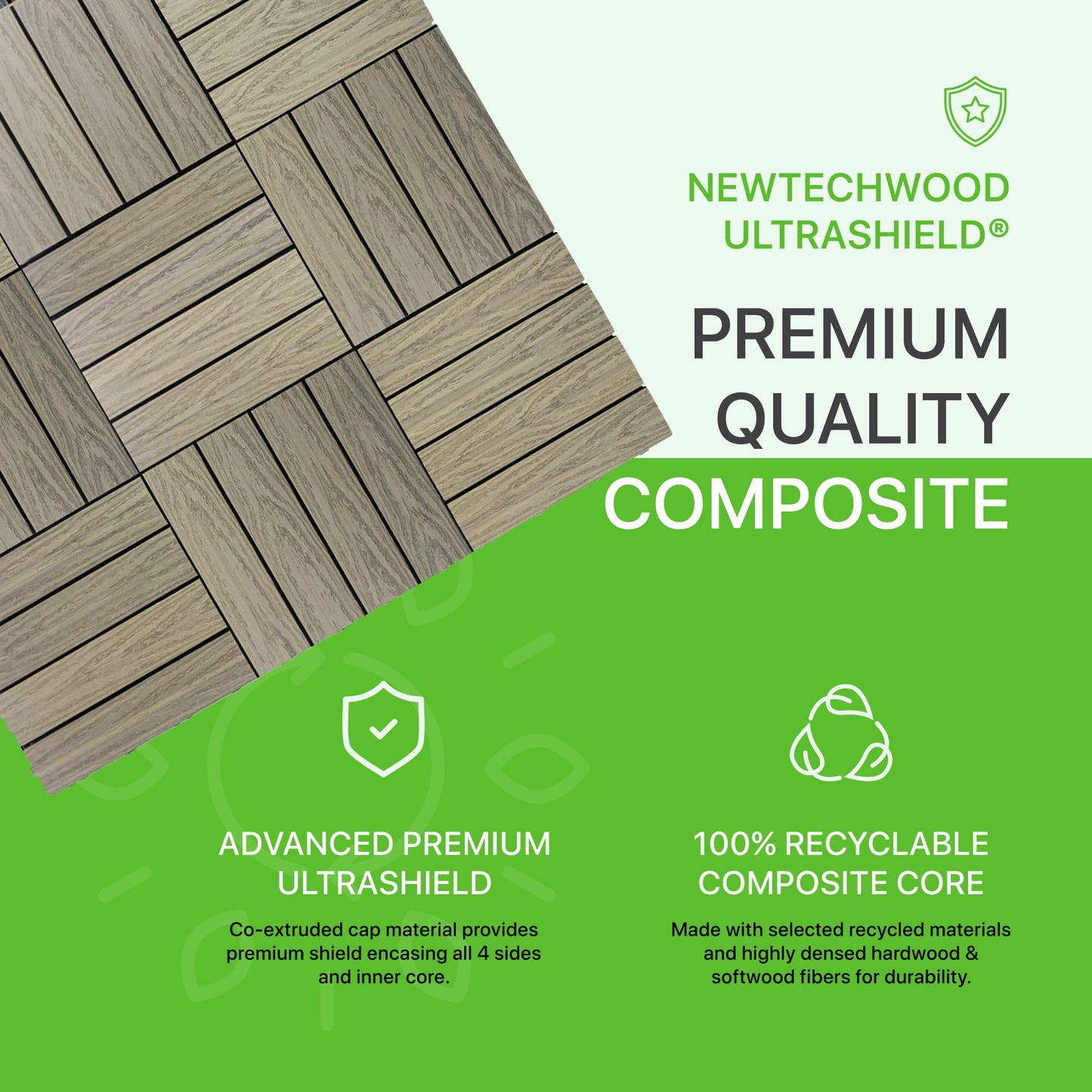 NewTechWood UltraShield Naturale 1 ft. x 1 ft. Quick Deck Outdoor Composite Deck Tile in Roman Antique (10 sq. ft. per Box) - WoodArtSupply