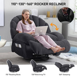 HOMYEDAMIC Recliner Chair Rocker Swivel, Comfortable Soft Fabric Shell Shape with Storage 360 Swivel Manual Big Tall Single Reclining Sofa for Adults Living Room Bedroom (NMH-Grey) HOMYEDAMIC