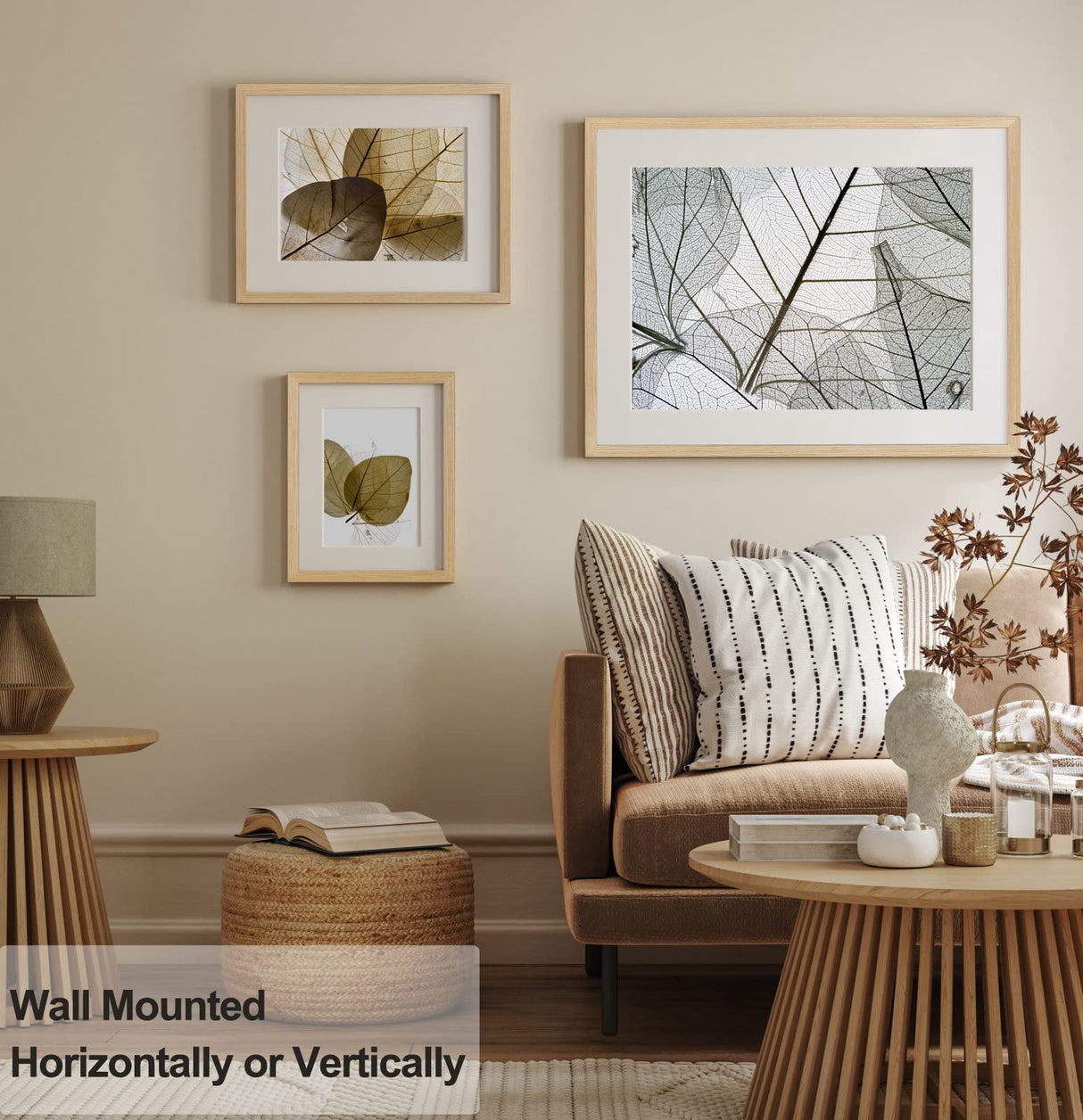 Yaetm 16x20 Picture Frame Matted to 11x14 Set of 2, Natural Solid Oak Wood Frame 16x20 for Photos, Posters & Art Prints, Horizontal and Vertical Wall Mount (2 pack, Oak) Yaetm