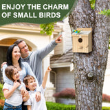 Bird Houses for Outside, Bluebird House with Standing Perch, Hanging Wood Bird House with Waterproof Acrylic Plate for Small Birds Bluebird Finch Swallow Wren Chickadee Assembly Required Chuiendi