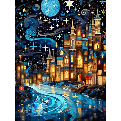 Lophomie Diamond Art Kits for Adults, 5D DIY Starry Night Diamond Painting Kits for Adults Beginners, Diamond Dots Kits Gem Arts Crafts for Home Wall Decor 12x16 Inch