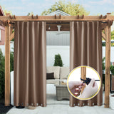 NICETOWN 2 Panels Weighted Blackout Curtains Patio Waterproof Outdoor Curtains, Thermal Insulated Top & Bottom Grommet & Back Tab Wind-Break Drapes Privacy for Pergola, W52 by L84, Tan-Khaki NICETOWN
