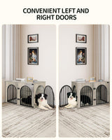 Hzuaneri 39.4'' Dog Crate Furniture, Dog Kennel Indoor Arched Door Design, Wooden Dog Crate Furniture for Small/Medium/Large Dog, Side Table, TV Stand, Anti-Chew, Anti-Escape, Greige Black Hzuaneri