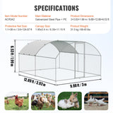 VEVOR Large Metal Chicken Coop with Run, Walkin Poultry Cage for Yard with Waterproof Cover, 13.1 x 9.8 x 6.4 ft Peaked Hen House, Duck and Rabbit, Silver, Spire Roof VEVOR
