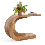 LITTLE TREE 43.3 Inches Farmhouse Console Table, 2-Tier C-Shaped Sofa Table Behind The Couch, Wooden Entryway Table Narrow Hallway Foyer Table for Living Room, Entrance, Brown LITTLE TREE