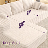 VanAcc 106" Oversized Modular Sectional Sofa, Deep Seat Cloud Couch with Corduroy Upholstery, L Shaped Boneless Sofas, Easy No-Assembly Lounge Couches for Living Room, Cream VanAcc