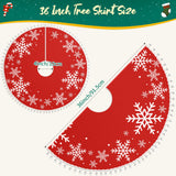 EverMerry Christmas Tree Skirt, 36 Inch Red Large Xmas Tree Skirt, Christmas Tree Skirts with White Snowflake Printed & Pom Pom Edge, Indoor Outdoor Christmas Ornaments, New Year, Holiday Decorations EverMerry