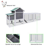 YOPTO 122" Large Chicken Coop with Run,Outdoor Chicken Run W/Nesting Box & Perch,Wooden Hen House W/Ramp & Sliding Trays,Waterproof Poultry Cage W/Sloped Asphalt Roof,for 3-4 Chickens,Gray YOPTO