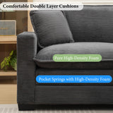 82.7" L Shaped Sectional Sofa with Cup Holders & USB Ports, Modern Loveseat Cloud Couch with Ottoman for Living Room, Apartment, Small Spaces, Grey Corduroy Tmsan