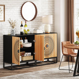 Tribesigns Sideboard Buffet Cabinet, 55 Inch Modern Kitchen Storage Cabinet with 4 Doors & Shelves, Credenzas Accent Console Cabinet for Living Room, Dining Room, Entryway, Black & Brown Tribesigns