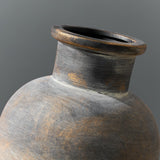 SIDUCAL Ceramic Rustic Farmhouse Vase | 6 Inch Pottery Decorative Flower Vase for Home Decor | Boho Vase | Terracotta Vase for Table, Living Room, Bathroom Decoration, Shelf Decor, Mantel, Bronze SIDUCAL