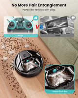 Lefant M320 Robot Vacuum Cleaner, Carpet Detection, 6,000 Pa Suction, Low Noise, 800ml Visible Dustbin, 210 Mins Runtime, Self-Charging, Works with Alexa, Ideal for Hard Floor, Pet Hair, Black Lefant