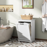 JAXPETY Tilt Out Trash Cabinet Kitchen Trash Can Holder Wood Laundry Hamper Recycling Trash Cabinet with Angle Adjustable Door, White JAXPETY