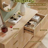 Lulive Dresser for Bedroom Wood Dressers Chest of Drawers, Fluted 53.2" Wide Modern Long Dresser TV Stand 6 Drawers for Bedroom, Closet, Living Room, Hallway (Natural) Lulive