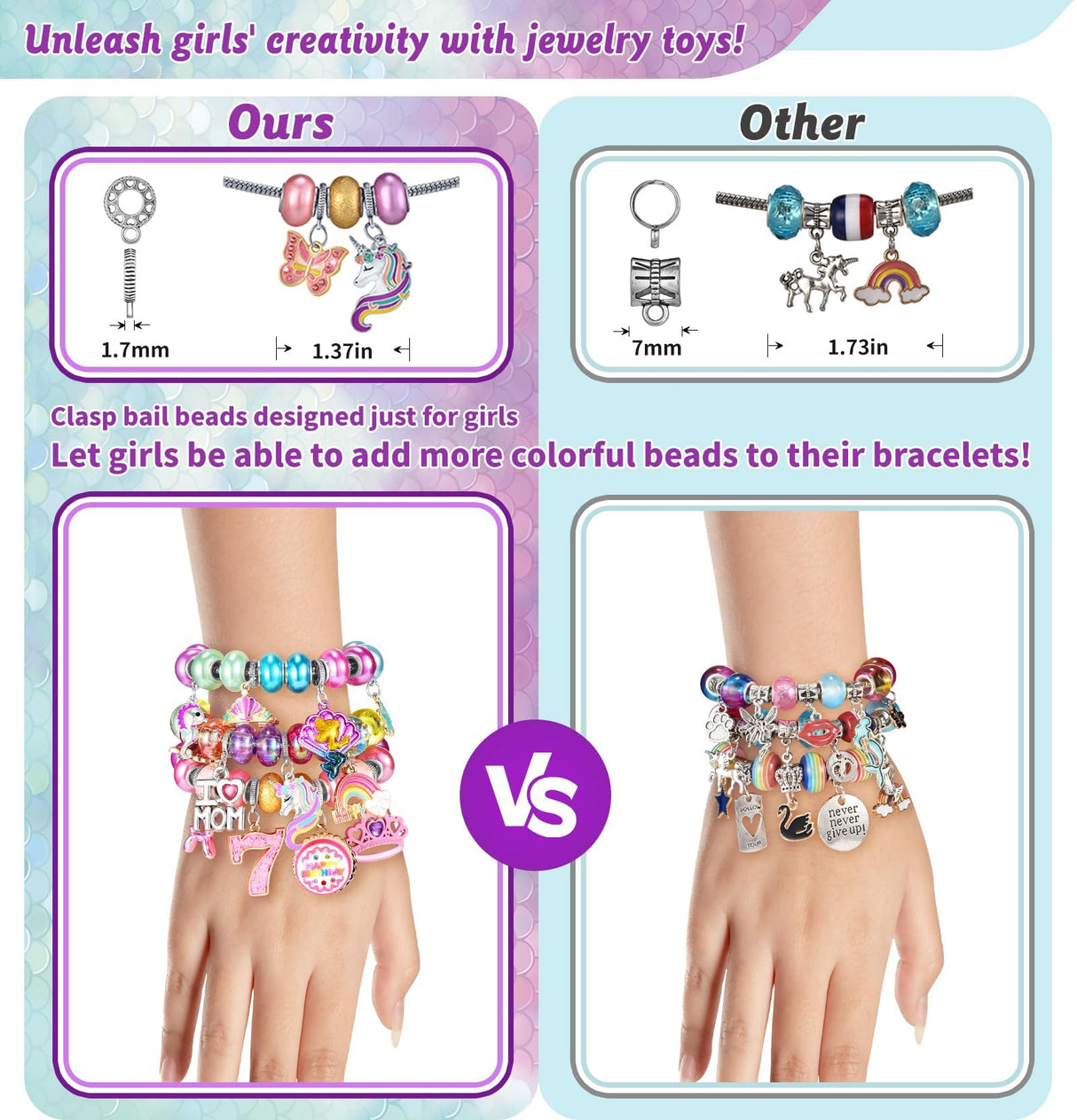 Charm Bracelet Making Kit & Unicorn/Mermaid Girl Toy- ideal Crafts for Ages 8-12 Girls who Inspire Imagination and Create Magic with Art Set and Jewelry Making Kit BDBKYWY