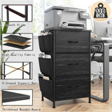 EnHomee Nightstand Set of 2, Night Stand with 3 Drawers for Bedroom, Bedside Table with Wooden Top, Sturdy Steel Frame End Table, Small Dresser for Bedroom, Living Room, Black EnHomee