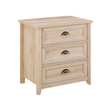 Walker Edison Hazel Modern Farmhouse 3 Drawer Framed Nightstand with Half-Moon Handles, 25 Inch, White Oak Walker Edison