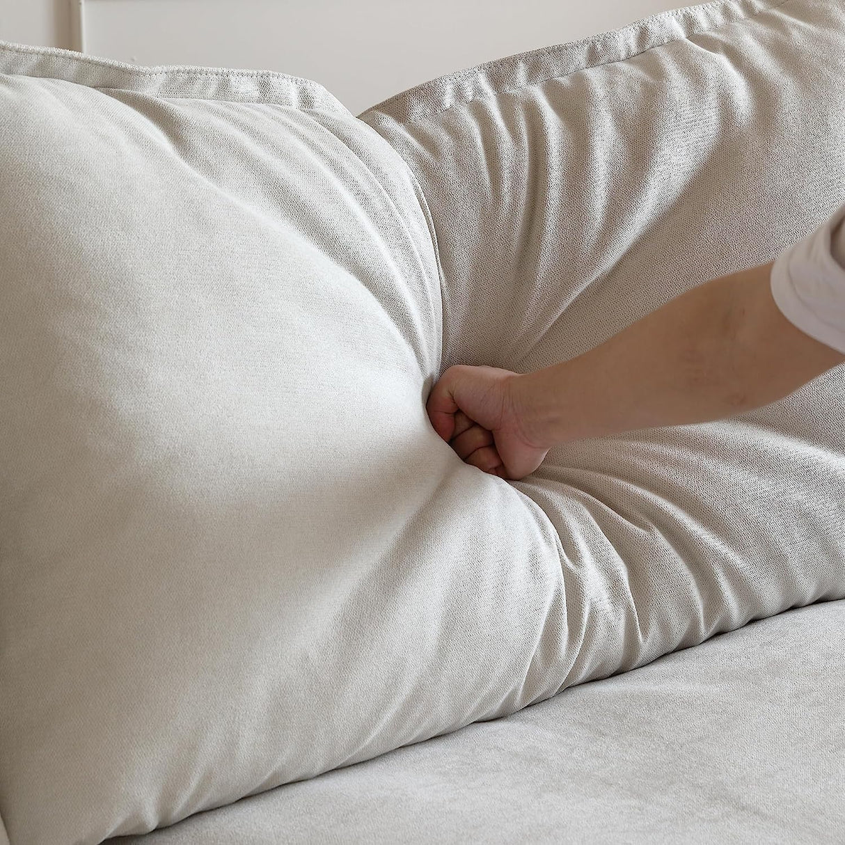 JACH U-Shaped Couches for Living Room, Convertible Sectional Sofa, 162" Modern Deep Seat Soft Cloud Couch, Modular Sectional Sofas with Ottomans, Sofa Cover Removable(Beige) JACH