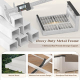 EnHomee Full Size Bed Frame with Headboard and Storage, 4 Drawers & LED & USB Full Bed Frame with Storage Farmhouse, Built in Charging Station,NO Noise,No Box Spring Needed,White EnHomee