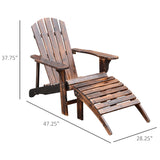Outsunny Wooden Adirondack Chair with Ottoman,Outdoor Fire Pit Chair,Patio Lounge Chair Supports Up to 330 Lbs, Rustic Brown Outsunny