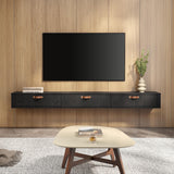 FITUEYES Black Floating TV Stand,70" Modern Media Console Entertainment Center with 3 Flip-Down Doors,Under TV Floating Cabinet Hutch Storage Desk for Living Room, Bedroom FITUEYES