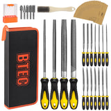 BTEC 46PCS Metal File Set,Flat File/Half-Round File/Triangle File/Round File,4PCS Large Steel Rasp Files for Metalworking,Wood File 14PCS Needle File Set,Woodworking Steel File for Metal Work BTEC