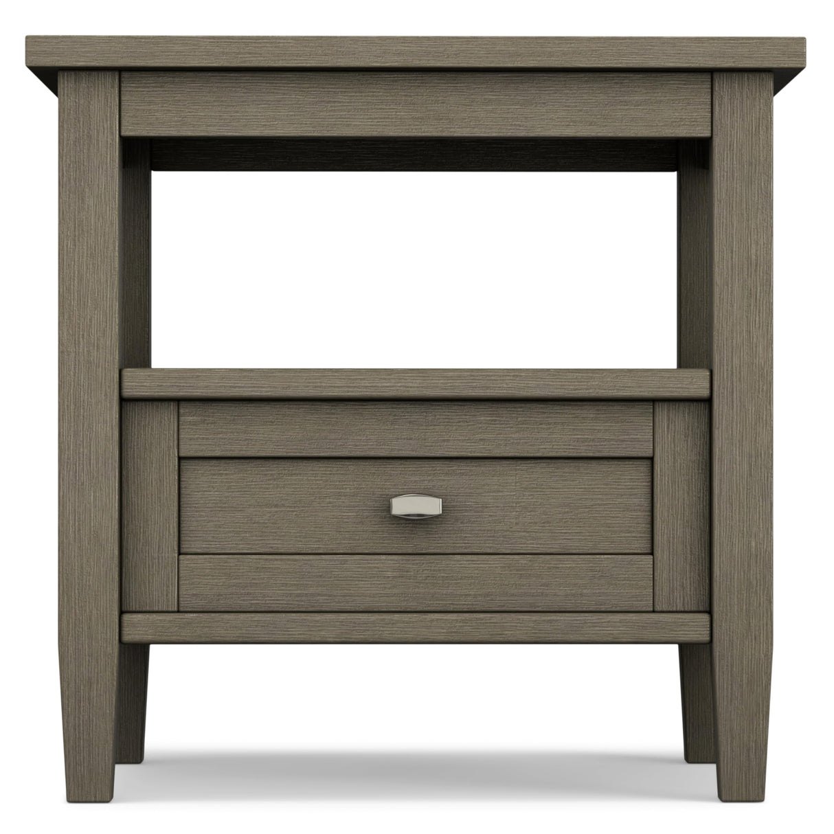 SIMPLIHOME Warm Shaker SOLID WOOD 20 inch wide Rectangle Rustic End Side Table in Farmhouse Grey with Storage, 1 Drawer and 1 Shelf, for the Living Room and Bedroom SIMPLIHOME