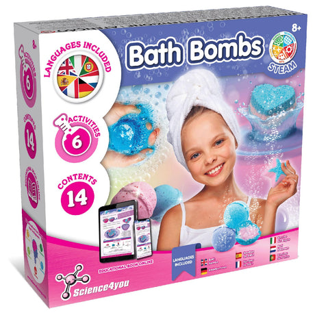 Science4you - Bath Bomb Making Kit for Kids +8 Years Old - Make Your Own Bath Bombs with 6 Science Experiments for Childrens - Educational Science Kits for Kids Age 8, Gift Set for Girls Science4you