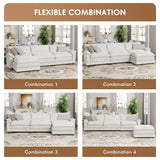 YESHOMY Sectional Modular Sofa L Shaped Chenille Fabric Couch with High Supportive & Soft Sponges and Removable Ottoman, Sleeper Comfy Upholstered Furniture for Living Room, White YESHOMY