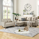 Pingliang Home 2 Piece Comfy Couch Set, 3 Seater & 2-Seater Sofa and Loveseat Set with Ottoman, Modern Sofa Sets for Living Room/Apartment/Office, Beige Pingliang Home
