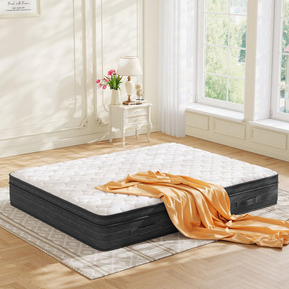 koorlian Queen Mattress 12 Inch, Hybrid Queen Size Mattress in a Box, Queen Bed Mattress with Memory Foam and Pocket Spring, Breathable & Pressure Relief, Medium Firm Mattress Queen Size 80"x60"x12"