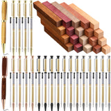 Colarr 15 Sets Woodturning Pen Kits Project Supplies Including 7mm Slimline Pen Kits with Refill and Pen Blanks Lumber for Lathe Turning Starter Package DIY Crafts Colarr