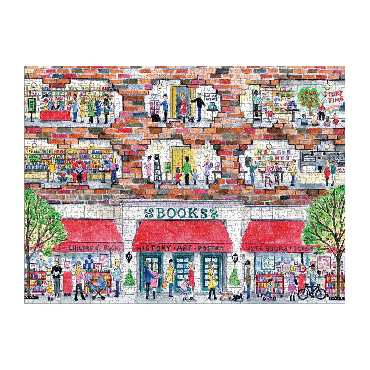 Galison Michael Storrings A Day at The Bookstore 1000 Piece Puzzle from Galison - Beautifully Illustrated Jigsaw Puzzle of a Local Bookstore, 27" x 20" Fun & Challenging, Unique Gift Idea Galison