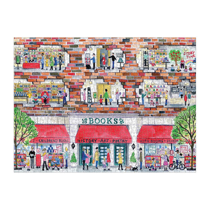 Galison Michael Storrings A Day at The Bookstore 1000 Piece Puzzle from Galison - Beautifully Illustrated Jigsaw Puzzle of a Local Bookstore, 27" x 20" Fun & Challenging, Unique Gift Idea