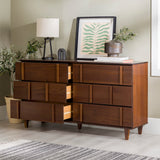 Walker Edison Contemporary Detailed 6-Drawer Solid Wood Dresser, 60 Inch, Walnut-T Walker Edison