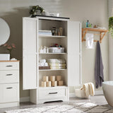 Farmhouse Style 72" Tall Kitchen Pantry Cabinet with Adjustable Shelves & Barn Doors in Antique White JXQTLINGMU