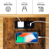 HOOBRO Side/End Table with Charging Station, Set of 2 with USB Ports and Outlets, Nightstand with 2-Layer Storage Shelves for Small Spaces, Living Room, Bedroom, Rustic Brown BF09UBZP201 HOOBRO