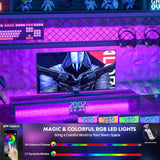 iSunirm 48 Gaming Desk with Hutch, Large Computer Desk with LED and Charging Station, Home Office Desk with Pegboard, Power Outlet, Storage and Monitor Stand, 48'' Gamer Desk PC Table, Grey iSunirm