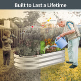 Kesfitt Raised Garden Bed Kit,Outdoor Galvanized Planter Large Metal Raised Boxes with Safety Edging and Gloves for Gardening Vegetables,Fruits,Flower(4x2x1FT) Kesfitt