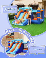 AirMyFun Inflatable Bounce House, Bouncy House with Double Slide,Jumping Bouncing House, Bounce Castle for Kids Indoor Outdoor, Playhouse with Basketball Rim, Pitching Game AirMyFun