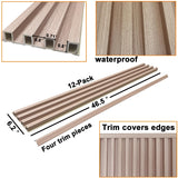 Yutianli 12-Pack Slat Wall Panel 3D WPC Grille for Walls Oak Textured Wood Plastic Composite Panel Wood Strip Texture 3D Wall Panels Yutianli