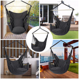 Y- Stop Hammock Chair Hanging Rope Swing Chair, Max 500 Lbs, 2 Seat Cushions Included, Removable Steel Spreader Bar with Anti-Slip Rings, Hardware kit-for Indoor or Outdoor(Dark Grey) Y- STOP