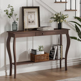 ChooChoo 47 Inch Narrow Console Table with Drawer, Chic Accent Sofa Entryway Table with Shelves for Entryway, Living Room, Hallway, Espresso ChooChoo