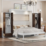 Harper & Bright Designs Queen Size Murphy Bed, Wooden Queen Wall Bed with Closet, Drawers and Desk, White Harper & Bright Designs