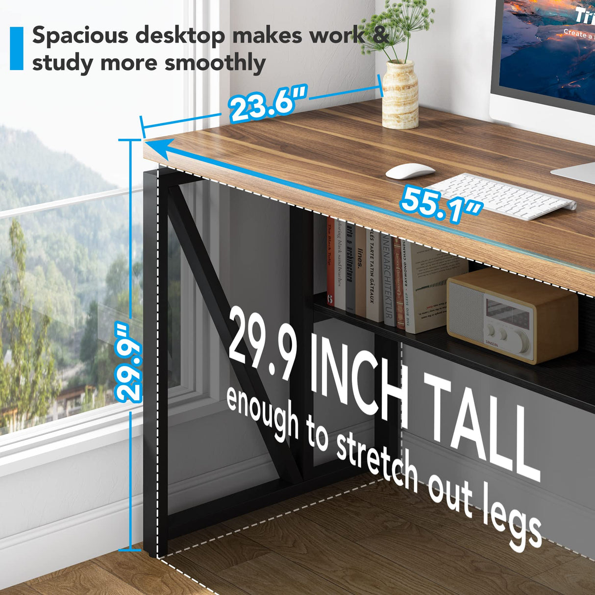 Tribesigns Office Desk with Drawers,55 inches L Shaped Computer Desk with Storage Shelves and Mobile File Cabinet, Executive Desk for Home Office Furniture Sets Tribesigns