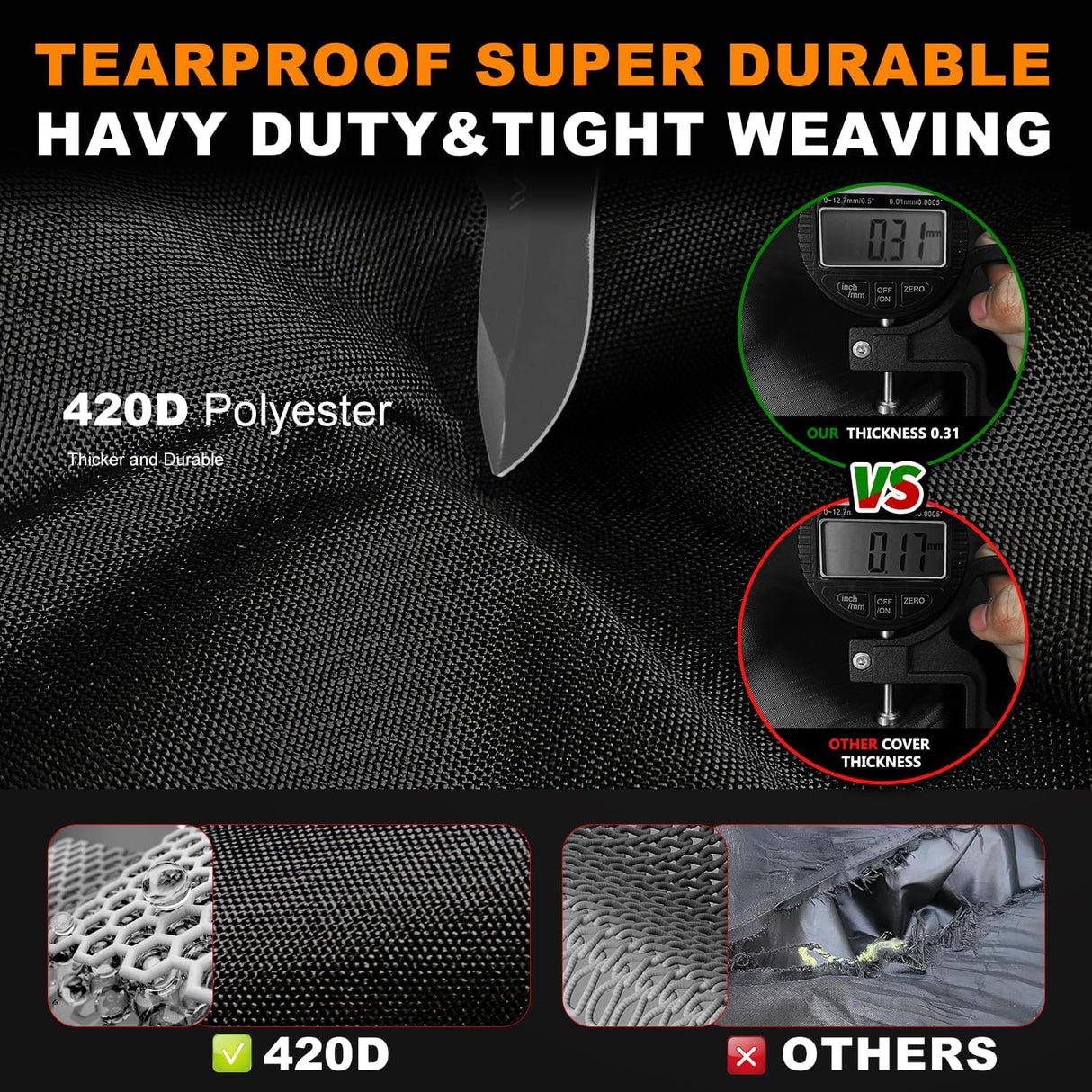 ClawsCover 5-6 Pieces Patio Furniture Sets Covers Waterproof,4 Seater Wicker Rattan Outdoor Sectional Couch Sofa Cover,Fadeless Tearproof Patio Table Set Cover,Rectangle,85Lx59Wx25H Inch ClawsCover